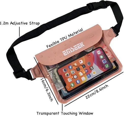 EMSEEK Waterproof Waist Pouch Dry Belt Bag Fanny Pack Keep Your Key Fob Wallet Kindle Phone Dry Perfect For Swim Surf Snorkel(Light Green) in Saudi Arabia