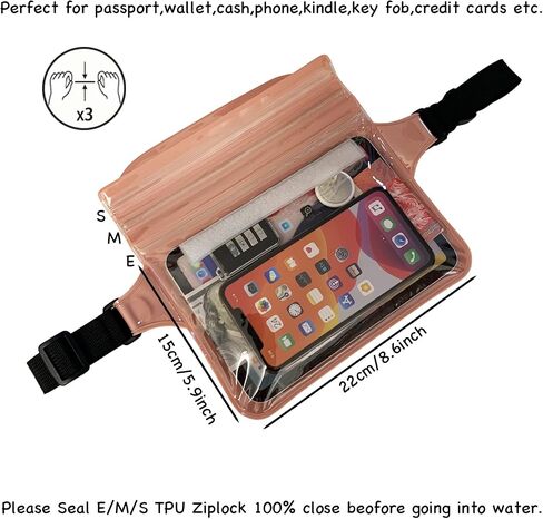 EMSEEK Waterproof Waist Pouch Dry Belt Bag Fanny Pack Keep Your Key Fob Wallet Kindle Phone Dry Perfect For Swim Surf Snorkel(Light Green) in Saudi Arabia