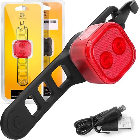 BrightRoad - مصباح خلفي للدراجة قابل لإعادة الشحن عبر USB، مصباح يدوي خلفي للدراجة فائق السطوع للحصول على أقصى قدر من الرؤية، تصميم مثير للإعجاب وفاخر، مقاوم للماء IPX5، ضوء خلفي أحمر لركوب الدراجات الآمن in Kuwait