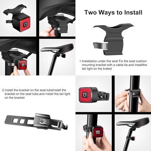 مصباح خلفي للدراجة الذكية من HLOMOM مع ضوء فرامل تلقائي، قابل لإعادة الشحن عبر USB، ضوء دراجة تحذيري للسلامة، ملحقات إضاءة الدراجة تناسب أي دراجة طريق in Kuwait