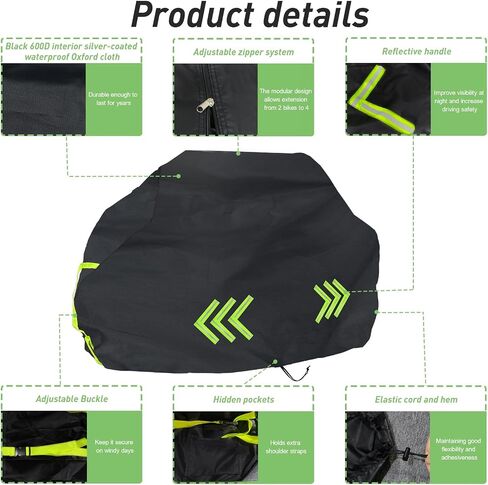 Bike Cover for 2, 3 or 4 Bicycles Transport, 600D Heavy Duty Ripstop Material, Outdoor Storage Waterproof Bicycle Cover for Car, Truck, RV, SUV Transport on Rack-All Seasons and Weather Protection in Saudi Arabia