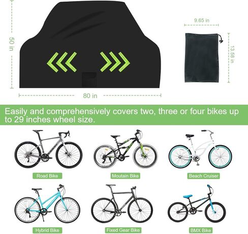 Bike Cover for 2, 3 or 4 Bicycles Transport, 600D Heavy Duty Ripstop Material, Outdoor Storage Waterproof Bicycle Cover for Car, Truck, RV, SUV Transport on Rack-All Seasons and Weather Protection in Saudi Arabia