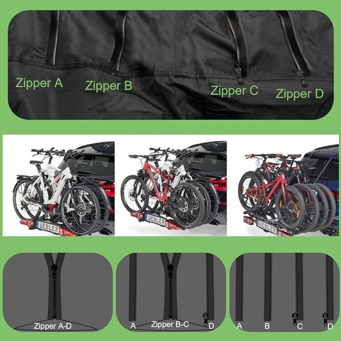 Bike Cover for 2, 3 or 4 Bicycles Transport, 600D Heavy Duty Ripstop Material, Outdoor Storage Waterproof Bicycle Cover for Car, Truck, RV, SUV Transport on Rack-All Seasons and Weather Protection in Saudi Arabia
