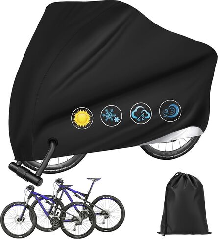 غطاء دراجة خارجي مقاوم للماء - ترقية أكسفورد 210D للماء - غطاء دراجة لدراجتين مضاد للغبار والشمس والأشعة فوق البنفسجية والرياح مع حقيبة تخزين بفتحات القفل للدراجة الكهربائية على الطرق الجبلية in Kuwait