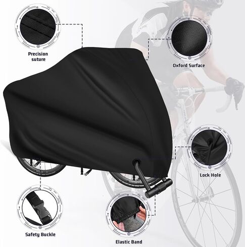 غطاء دراجة خارجي مقاوم للماء - ترقية أكسفورد 210D للماء - غطاء دراجة لدراجتين مضاد للغبار والشمس والأشعة فوق البنفسجية والرياح مع حقيبة تخزين بفتحات القفل للدراجة الكهربائية على الطرق الجبلية in Kuwait
