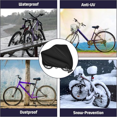 غطاء دراجة خارجي مقاوم للماء - ترقية أكسفورد 210D للماء - غطاء دراجة لدراجتين مضاد للغبار والشمس والأشعة فوق البنفسجية والرياح مع حقيبة تخزين بفتحات القفل للدراجة الكهربائية على الطرق الجبلية in Kuwait