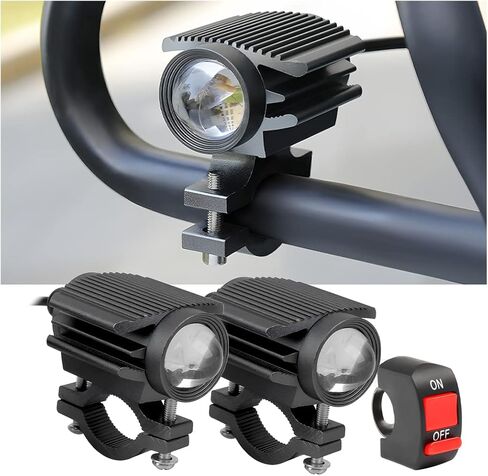 قطعتان من المصابيح الأمامية LED للدراجات النارية، مصابيح LED لنماذج طائرات الدراجات النارية، مصابيح أمامية LED للقيادة مضادة للماء للضباب للدراجات والدراجات النارية والقارب والشاحنة (أسود) in Saudi Arabia