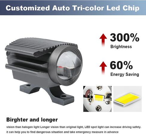 قطعتان من المصابيح الأمامية LED للدراجات النارية، مصابيح LED لنماذج طائرات الدراجات النارية، مصابيح أمامية LED للقيادة مضادة للماء للضباب للدراجات والدراجات النارية والقارب والشاحنة (أسود) in Saudi Arabia