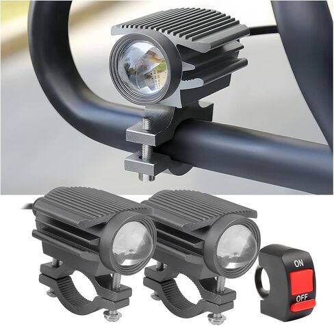 قطعتان من المصابيح الأمامية LED للدراجات النارية، مصابيح LED لنماذج طائرات الدراجات النارية، مصابيح أمامية LED للقيادة مضادة للماء للضباب للدراجات والدراجات النارية والقارب والشاحنة (أسود) in Saudi Arabia