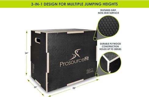 صندوق قفز بليومتري 3 في 1 من ProsourceFit مزود بمقبض كهربائي ومقاوم للانزلاق للتدريب المتقاطع وخفة الحركة وتدريبات Plyo in Saudi Arabia