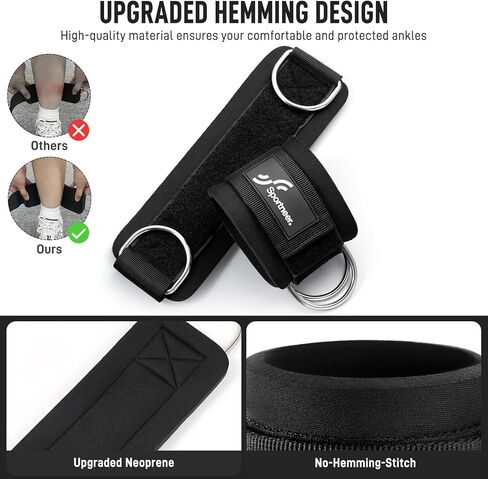 Sportneer Ankle Strap for Cable Machine: Adjustable Ankle Straps (Pair) for Leg Extensions, Booty Hip Abductors, Kickbacks, Glute Workouts in Home and Gym - Cuff Attachment for Men & Women in Saudi Arabia