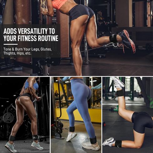 Sportneer Ankle Strap for Cable Machine: Adjustable Ankle Straps (Pair) for Leg Extensions, Booty Hip Abductors, Kickbacks, Glute Workouts in Home and Gym - Cuff Attachment for Men & Women in Saudi Arabia