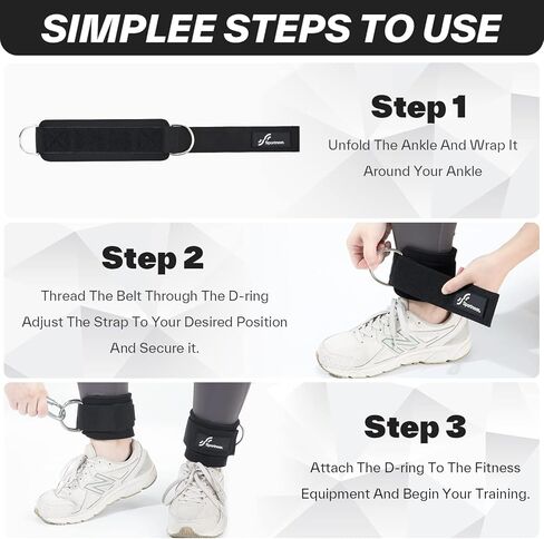 Sportneer Ankle Strap for Cable Machine: Adjustable Ankle Straps (Pair) for Leg Extensions, Booty Hip Abductors, Kickbacks, Glute Workouts in Home and Gym - Cuff Attachment for Men & Women in Saudi Arabia