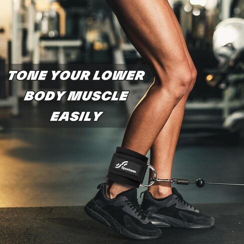 Sportneer Ankle Strap for Cable Machine: Adjustable Ankle Straps (Pair) for Leg Extensions, Booty Hip Abductors, Kickbacks, Glute Workouts in Home and Gym - Cuff Attachment for Men & Women in Saudi Arabia