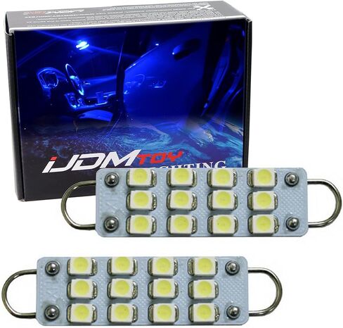 iJDMTOY 12-SMD-3528 1.72 بوصة 43 مم 211-2 212-2 214-2 561 مصابيح LED صلبة بحلقة إكليل لأضواء باب السيارة الجانبية، أزرق فائق in Saudi Arabia