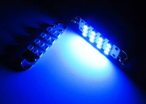 iJDMTOY 12-SMD-3528 1.72 بوصة 43 مم 211-2 212-2 214-2 561 مصابيح LED صلبة بحلقة إكليل لأضواء باب السيارة الجانبية، أزرق فائق in Saudi Arabia
