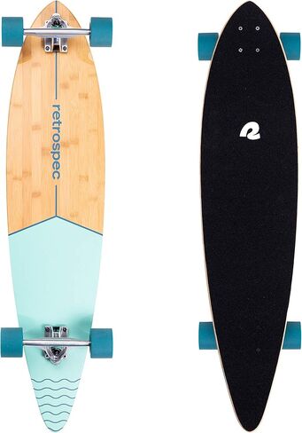 Retrospec Zed Pintail Longboard لوح التزلج الطراد الكامل | طراد من خشب الخيزران وخشب القيقب الكندي مع شاحنات Kingpin العكسية للتنقل والتجول والنحت وركوب المنحدرات in Saudi Arabia
