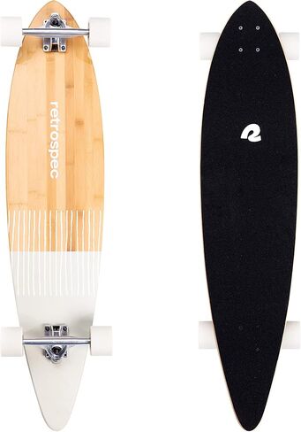 Retrospec Zed Pintail Longboard لوح التزلج الطراد الكامل | طراد من خشب الخيزران وخشب القيقب الكندي مع شاحنات Kingpin العكسية للتنقل والتجول والنحت وركوب المنحدرات in Saudi Arabia