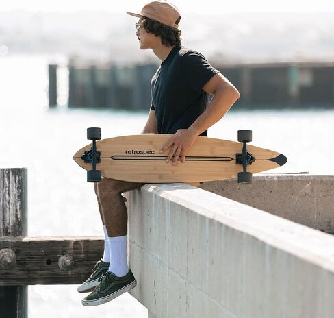 Retrospec Zed Pintail Longboard لوح التزلج الطراد الكامل | طراد من خشب الخيزران وخشب القيقب الكندي مع شاحنات Kingpin العكسية للتنقل والتجول والنحت وركوب المنحدرات in Saudi Arabia