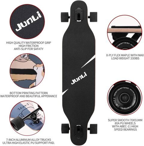 41 Inch Freeride Skateboard Longboard - Complete Skateboard Cruiser for Cruising, Carving, Free-Style and Downhill in Saudi Arabia