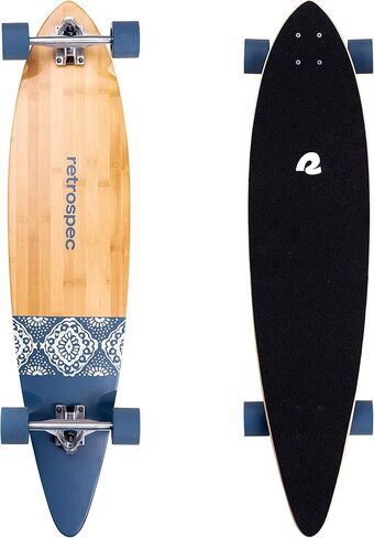 Retrospec Zed Pintail Longboard لوح التزلج الطراد الكامل | طراد من خشب الخيزران وخشب القيقب الكندي مع شاحنات Kingpin العكسية للتنقل والتجول والنحت وركوب المنحدرات in Saudi Arabia