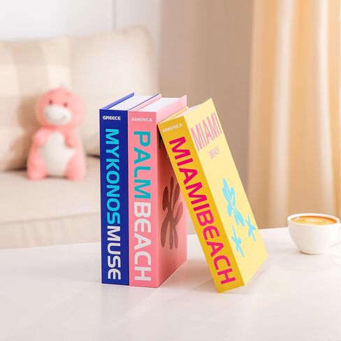 Sunolga Preppy Room Decor Decorative Faux Books Set of 3 Hardcover Aesthetic Books with Storage Function for Coffee Table Fashionable Bookshelf Decorations for Living Room in Kuwait