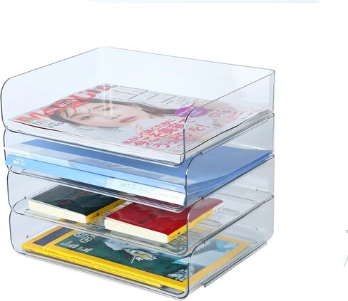 4 Tiers Stackable A4 Paper Trays, Office Desk File Holder, Tidy File Document Letter Book Paper Organizer (4 Tiers,White) in Saudi Arabia