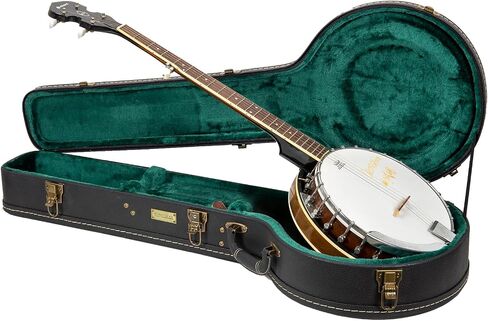 حافظة خشبية Crossrock تناسب أنماط الرنين المكونة من 5 سلاسل من أجهزة Banjos-Vintage، وبطانة إسفنجية، وأقدام معدنية، ومساحة تخزين سوداء (CRW520BJBK) in Kuwait
