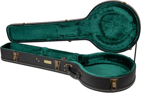 حافظة خشبية Crossrock تناسب أنماط الرنين المكونة من 5 سلاسل من أجهزة Banjos-Vintage، وبطانة إسفنجية، وأقدام معدنية، ومساحة تخزين سوداء (CRW520BJBK) in Kuwait