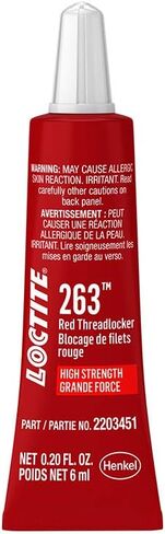 LOCTITE 263 Threadlocker للسيارات: تطبيقات عالية القوة، تتحمل الزيت، درجات الحرارة العالية، الفلورسنت، اللاهوائية، شديدة التحمل | أنبوب أحمر، 6 مل (PN: 2203451) in Kuwait