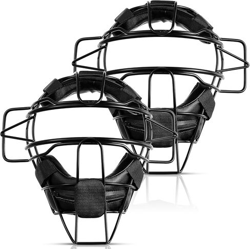 Deekin 2 Pieces Mask Lightweight Umpire Mask Softball Face Mask Hollow Baseball Mask Defensive Fielder Mask for Adult Youth Guard, Black,16 oz in Saudi Arabia