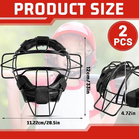 Deekin 2 Pieces Mask Lightweight Umpire Mask Softball Face Mask Hollow Baseball Mask Defensive Fielder Mask for Adult Youth Guard, Black,16 oz in Saudi Arabia