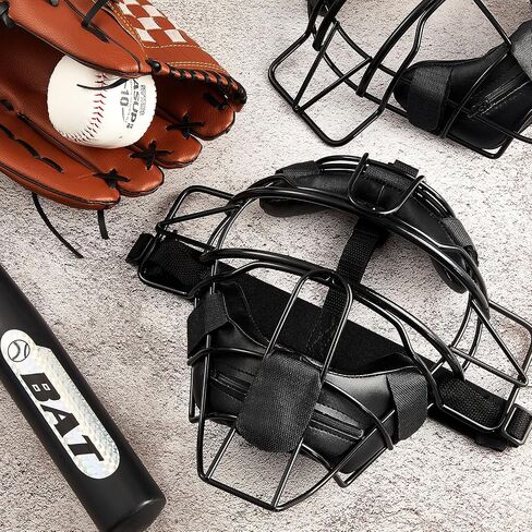 Deekin 2 Pieces Mask Lightweight Umpire Mask Softball Face Mask Hollow Baseball Mask Defensive Fielder Mask for Adult Youth Guard, Black,16 oz in Saudi Arabia