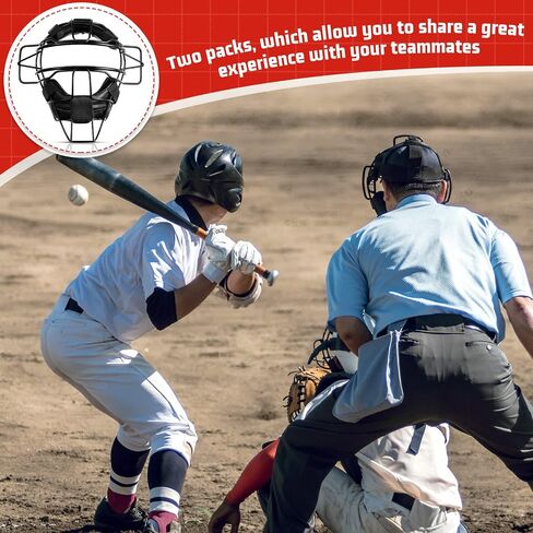 Deekin 2 Pieces Mask Lightweight Umpire Mask Softball Face Mask Hollow Baseball Mask Defensive Fielder Mask for Adult Youth Guard, Black,16 oz in Saudi Arabia