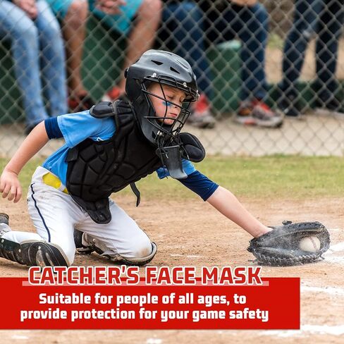 Deekin 2 Pieces Mask Lightweight Umpire Mask Softball Face Mask Hollow Baseball Mask Defensive Fielder Mask for Adult Youth Guard, Black,16 oz in Saudi Arabia