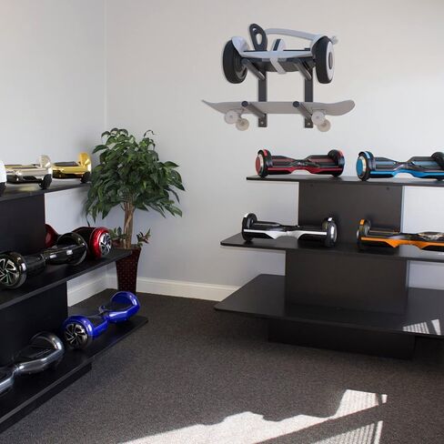 Lhysn Hoverboard رف تخزين لوح التزلج جدار جبل سكيت شماعات عرض المنزل جدار جبل المرآب المنظم خوذة حامل معدني in Kuwait