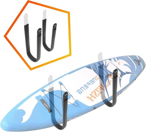 رف جدار SUP لوح ركوب الأمواج، حامل حائط SUP - كجدار خلفية للعرض في المنزل لألواح التجديف القصيرة والألواح الطويلة (مناسب لـ SUP) in Kuwait