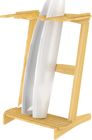 YINGDIKE Surfboard Rack, Bamboo Surf Stand - Vertical Surf Board Holder of Free Wall Mount, Freestanding Display Rack for Shortboard, Snowboard, Skateboard, Ski and Wakeboard in Saudi Arabia