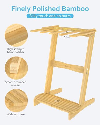 YINGDIKE Surfboard Rack, Bamboo Surf Stand - Vertical Surf Board Holder of Free Wall Mount, Freestanding Display Rack for Shortboard, Snowboard, Skateboard, Ski and Wakeboard in Saudi Arabia