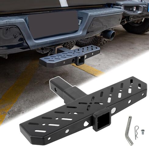 Z8 Tow Hitch Step for 2" Receivers, Strong Steel Construction Anti-Slip Coated, 600lbs Rated Tow Strap Capacity，for Trailer SUV Car Bar Jeep Pickup Rear Bump Towing Tailer Hitchstep Black in Saudi Arabia