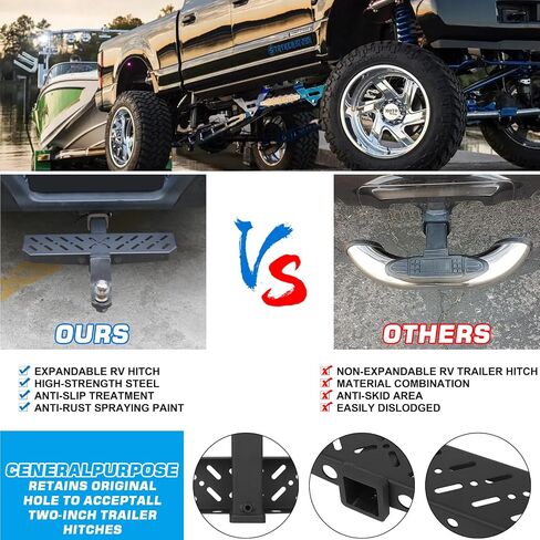 Z8 Tow Hitch Step for 2" Receivers, Strong Steel Construction Anti-Slip Coated, 600lbs Rated Tow Strap Capacity，for Trailer SUV Car Bar Jeep Pickup Rear Bump Towing Tailer Hitchstep Black in Saudi Arabia