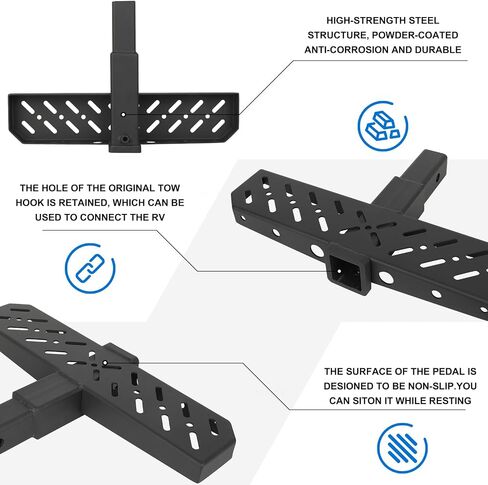 Z8 Tow Hitch Step for 2" Receivers, Strong Steel Construction Anti-Slip Coated, 600lbs Rated Tow Strap Capacity，for Trailer SUV Car Bar Jeep Pickup Rear Bump Towing Tailer Hitchstep Black in Saudi Arabia