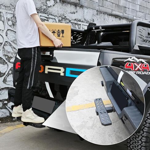 Z8 Tow Hitch Step for 2" Receivers, Strong Steel Construction Anti-Slip Coated, 600lbs Rated Tow Strap Capacity，for Trailer SUV Car Bar Jeep Pickup Rear Bump Towing Tailer Hitchstep Black in Saudi Arabia