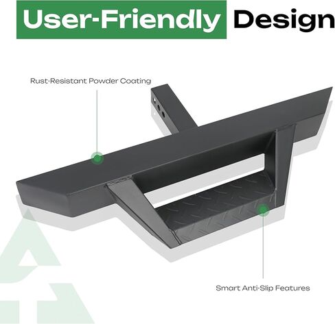 Universal Hitch Step AUSUM MOTOR Trailer Tow Hitch Step Bar مع منصات خطوة قطرة لشاحنة الالتقاط، تناسب جهاز استقبال 2 بوصة، أقصى حمولة 300 رطل مع دبوس وصلة، مثبت U-Bolts، واقي واقي المصد الخلفي in Kuwait