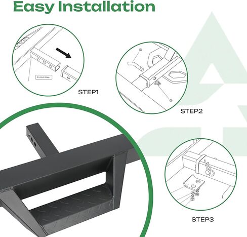 Universal Hitch Step AUSUM MOTOR Trailer Tow Hitch Step Bar مع منصات خطوة قطرة لشاحنة الالتقاط، تناسب جهاز استقبال 2 بوصة، أقصى حمولة 300 رطل مع دبوس وصلة، مثبت U-Bolts، واقي واقي المصد الخلفي in Kuwait