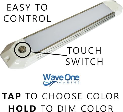 Wave One Marine | 12" Dual Color Dimmable Dome Boat Light | 12V Volt RV Aluminum Housing Touch Dimmer Switch | IP67 Waterproof Interior Exterior (White | Red) in Saudi Arabia