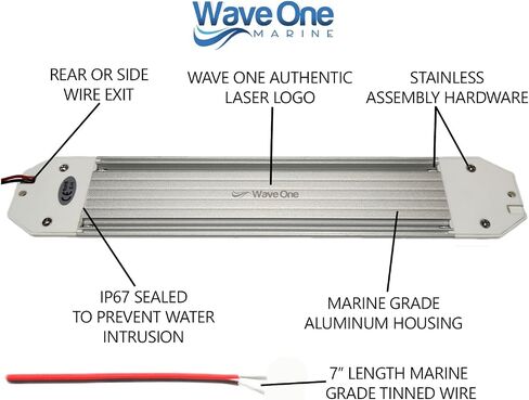 Wave One Marine | 12" Dual Color Dimmable Dome Boat Light | 12V Volt RV Aluminum Housing Touch Dimmer Switch | IP67 Waterproof Interior Exterior (White | Red) in Saudi Arabia