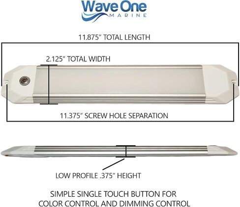 Wave One Marine | 12" Dual Color Dimmable Dome Boat Light | 12V Volt RV Aluminum Housing Touch Dimmer Switch | IP67 Waterproof Interior Exterior (White | Red) in Saudi Arabia