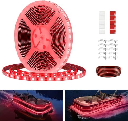 Boat Strip Lights Waterproof 50FT, 12v RGB Marine Pontoon Boat Lights, Boats Interior Deck Cabin Light, Night Fishing Lighting for Jon Bass, Yacht, Kayak, RV in Kuwait