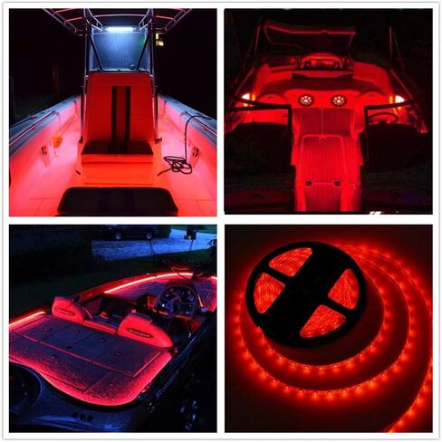 Boat Strip Lights Waterproof 50FT, 12v RGB Marine Pontoon Boat Lights, Boats Interior Deck Cabin Light, Night Fishing Lighting for Jon Bass, Yacht, Kayak, RV in Kuwait